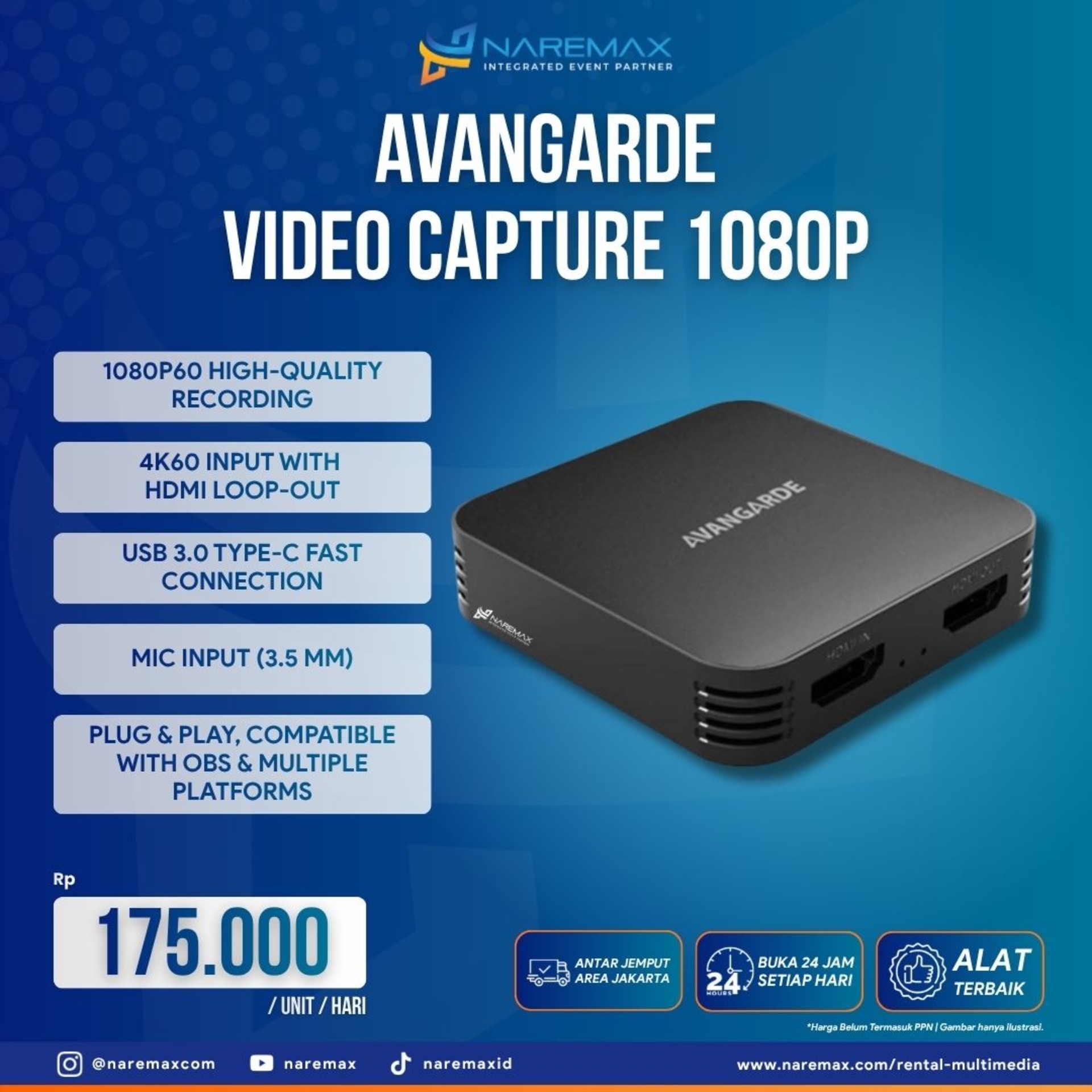 Sewa Avangarde Video Capture 1080P (Video & Capture) untuk event di Jakarta — NAREMAX