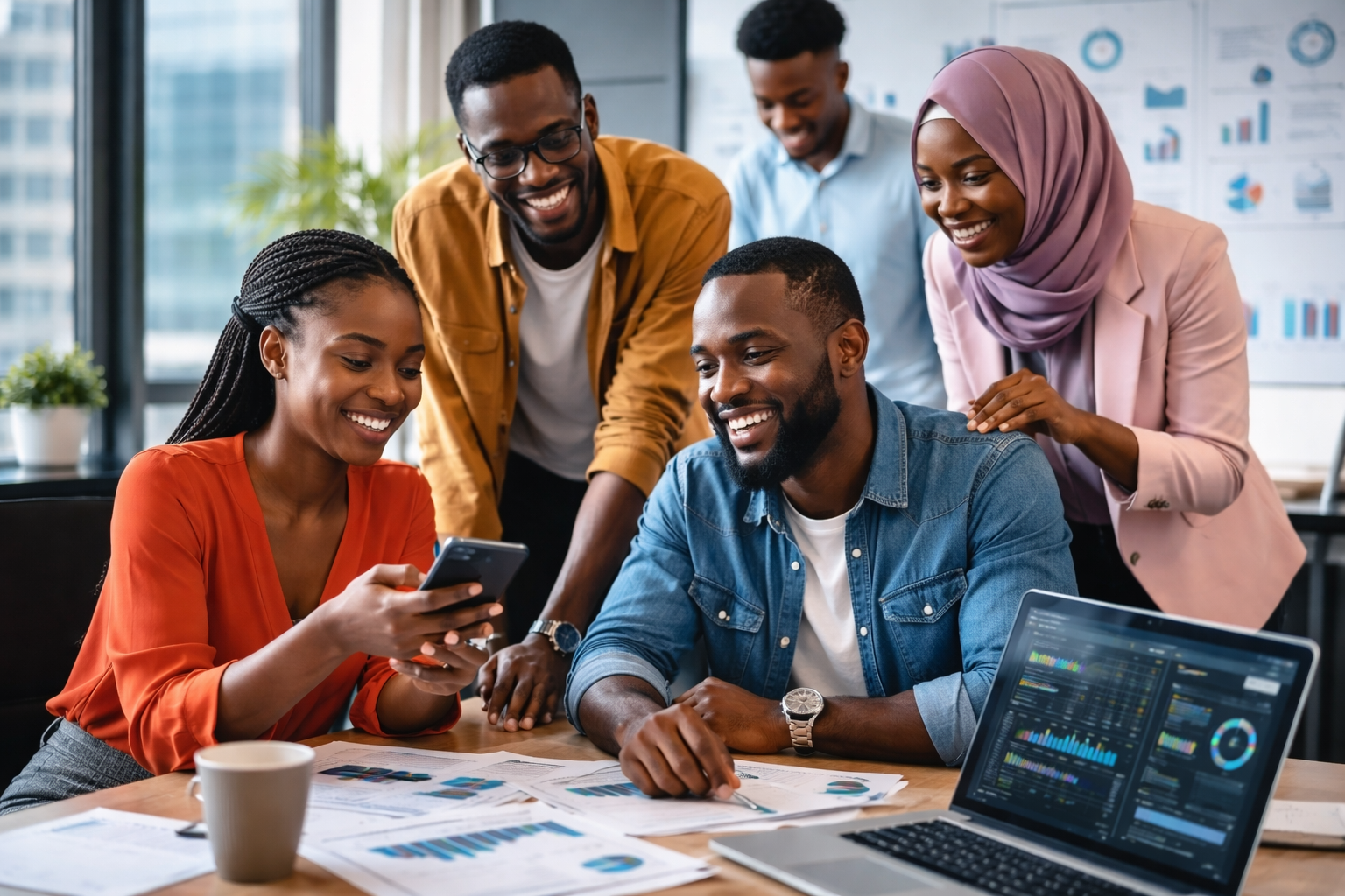 African fintech team collaborating