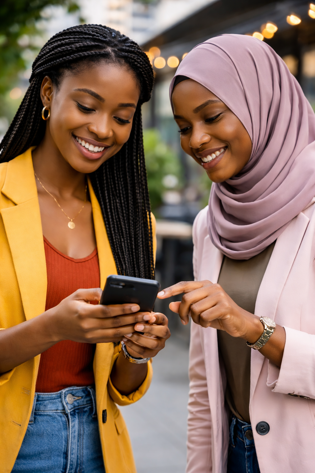 African woman using Rechargify mobile app for payments
