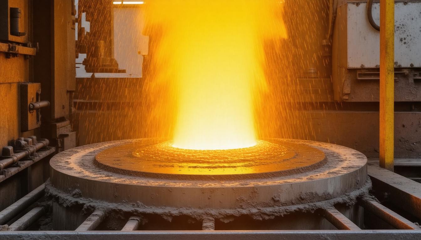 Molten gold in a furnace