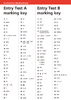 Mental Arithmetic Entry Test Marking Keys