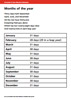 Mental Arithmetic Maths Facts: Months of the Year
