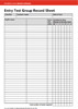 Mental Arithmetic Entry Test Group record sheet