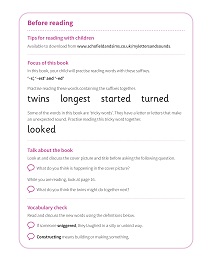The Twins: My Letters and Sounds Phase Five Phonics Reader Notes & Guidance Image