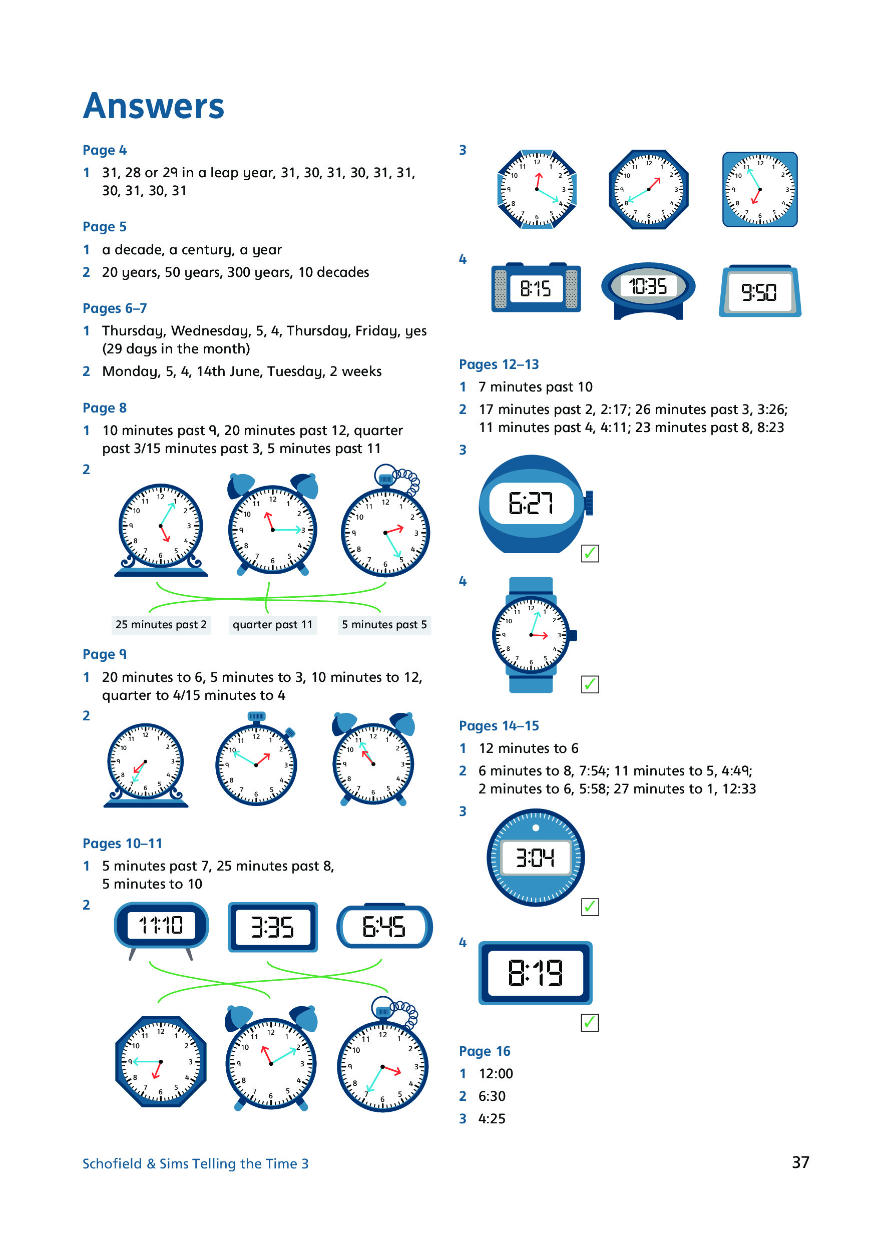 Telling the Time Book 3 Inner Page Image