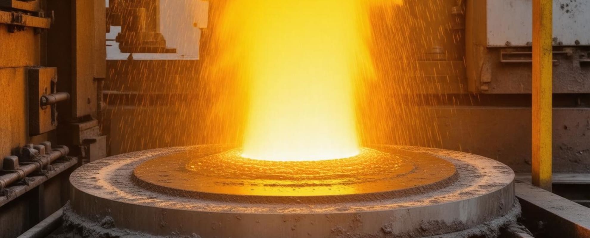 Molten gold in a furnace