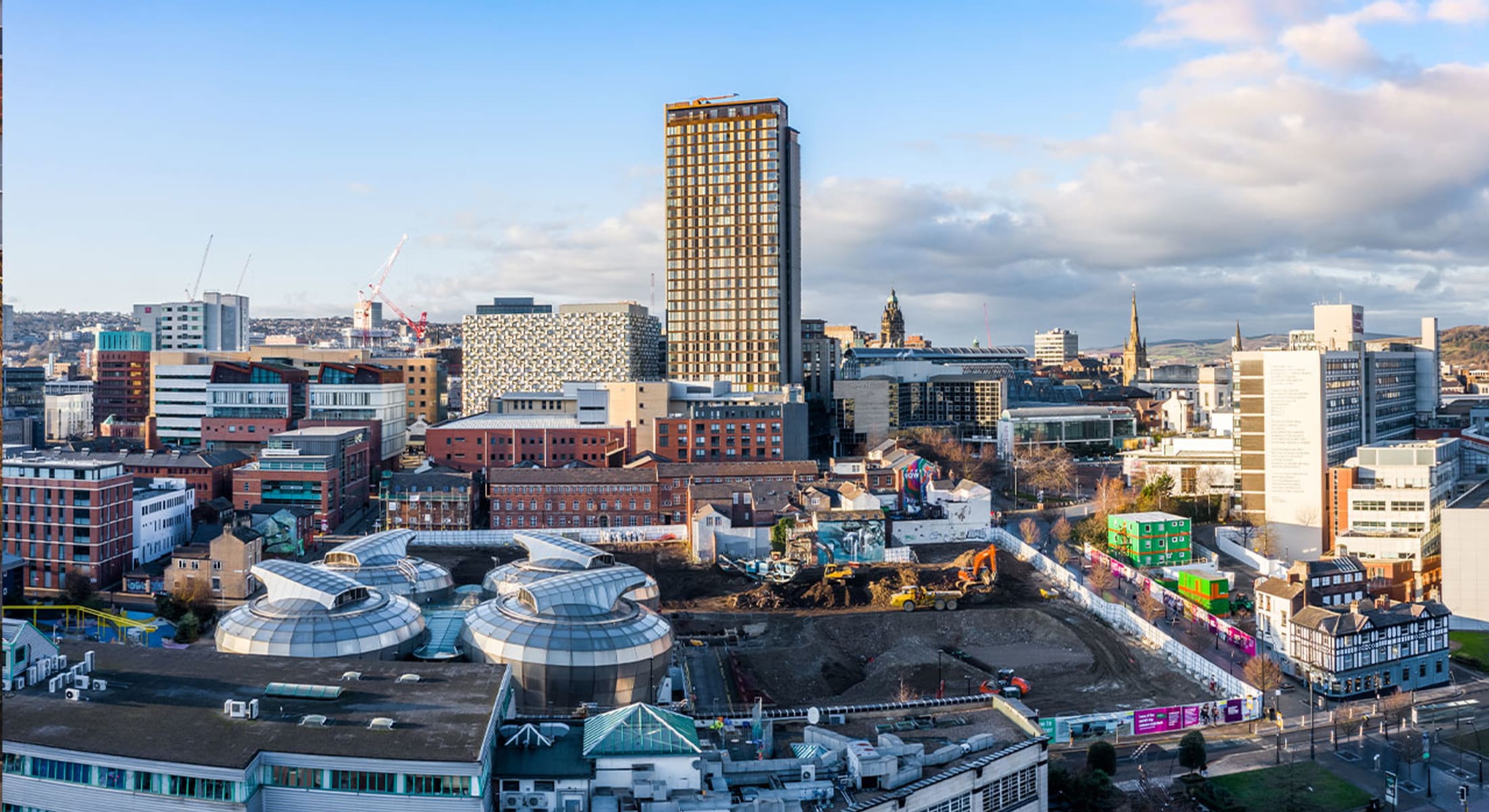 Aerial view of Sheffield skyline