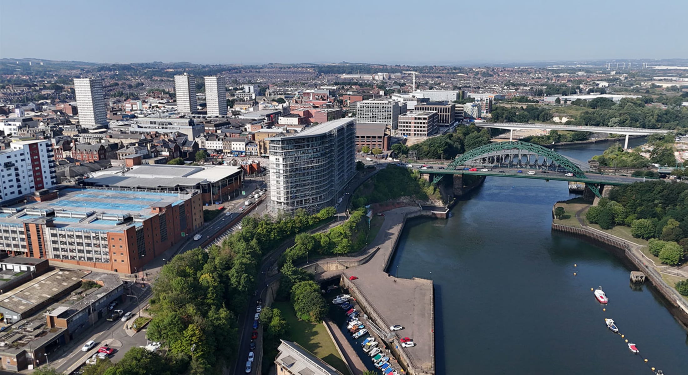 Aerial view of River Wear in Sunderland