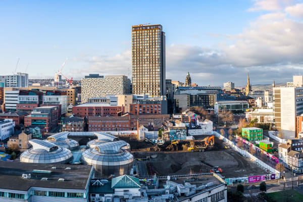 Aerial view of Sheffield skyline