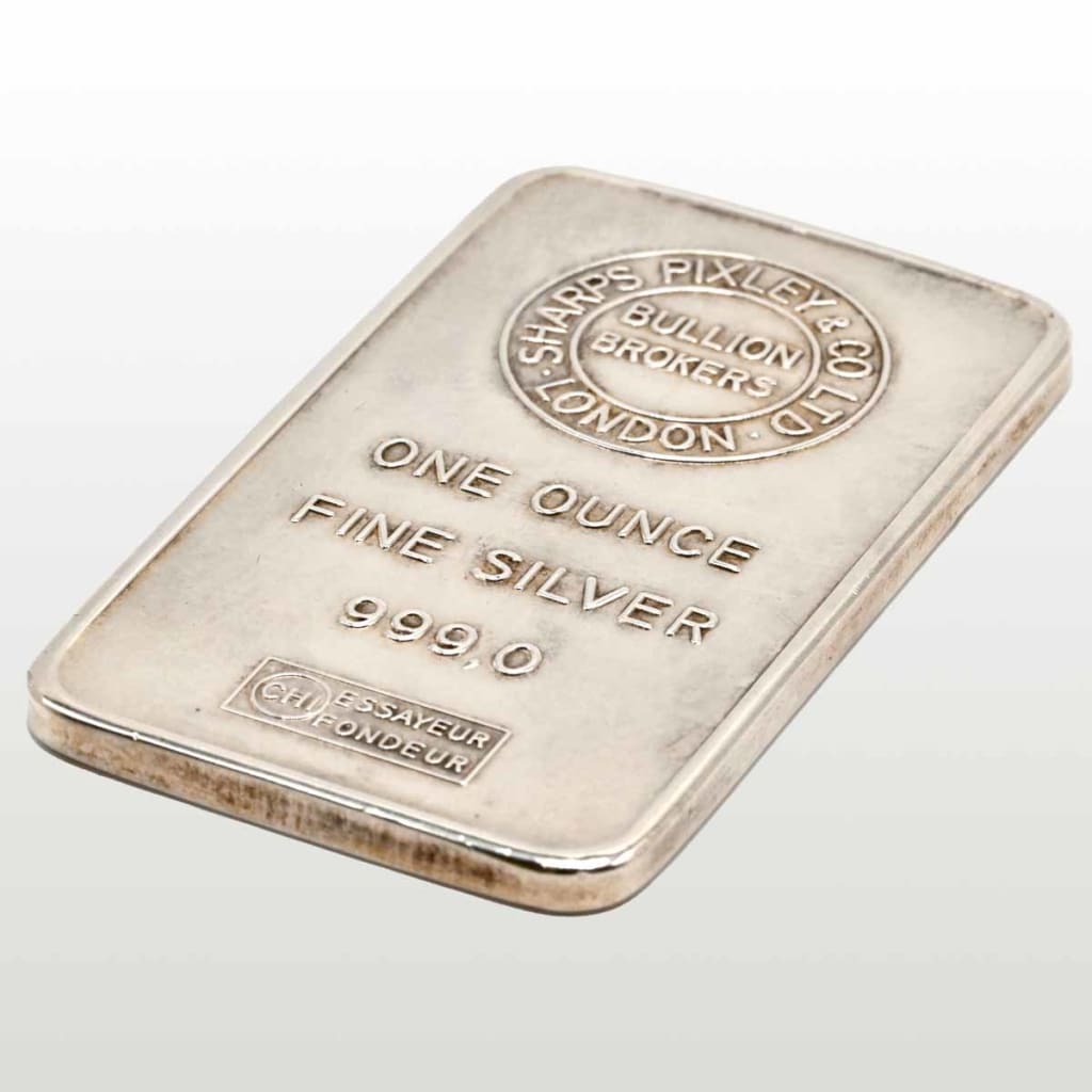 A Sharps Pixley one ounce fine silver bar