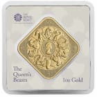 The Queen's Beasts 1oz Gold Bullion Bar - Limited Edition Square Bar by The Royal Mint in 999.9 Fine Gold