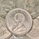 A pile of South African 1oz silver Krugerrands