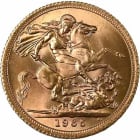 Reverse side of a 1965 gold Sovereign