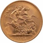 Reverse side of a 1967 gold Sovereign