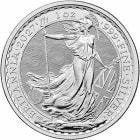 Reverse side of the 2027 1oz silver Britannia, featuring the unique privy mark and latent image