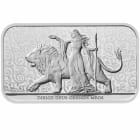 Front view of the 2024 Una and the Lion 1oz Silver Minted Bar