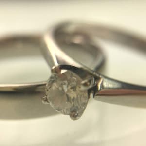 A platinum engagement and wedding ring