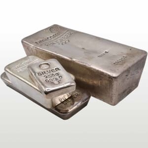 A stack of silver bullion bars