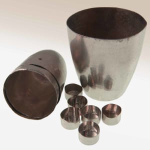 A collection of laboratory platinum crucibles