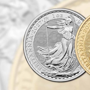 One ounce silver and gold Britannia bullion coins from The Royal Mint