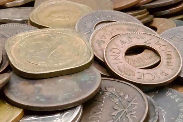 A selection of British Indian coins