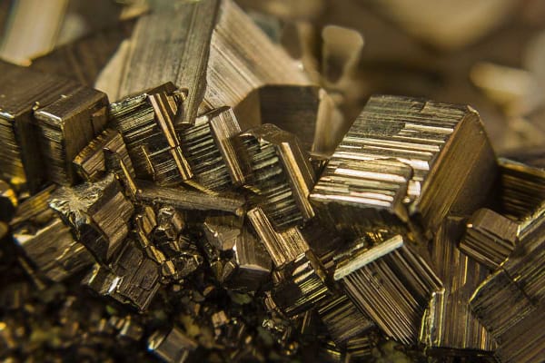 A cluster of iron pyrite, otherwise known as fools gold
