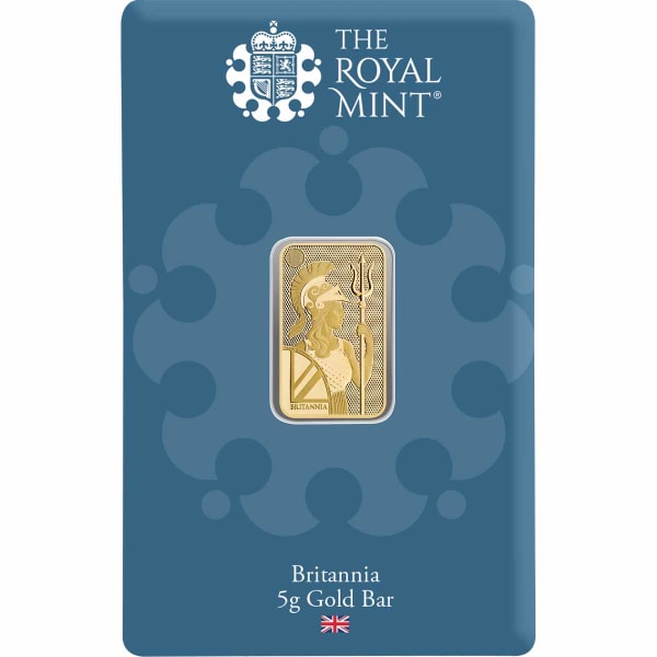 Britannia 5g gold bar in blister pack