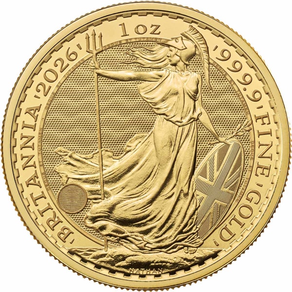 Reverse side of the 2026 one ounce gold Britannia
