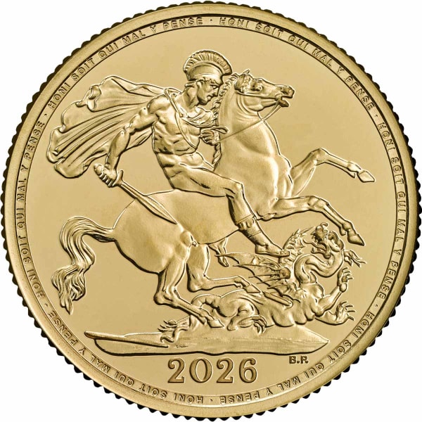 Reverse side of the 2026 gold Sovereign