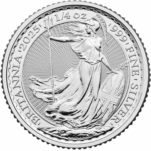 Reverse side of the 2025 quarter ounce silver Britannia