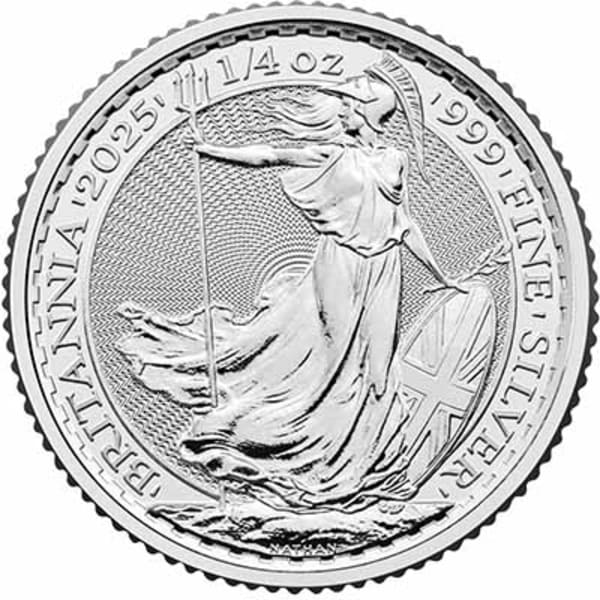 Reverse side of the 2025 quarter ounce silver Britannia