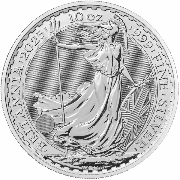 Reverse side of the 2025 10oz Silver Britannia