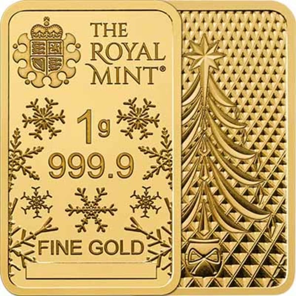 The Royal Mint 1g Gold Christmas Bar