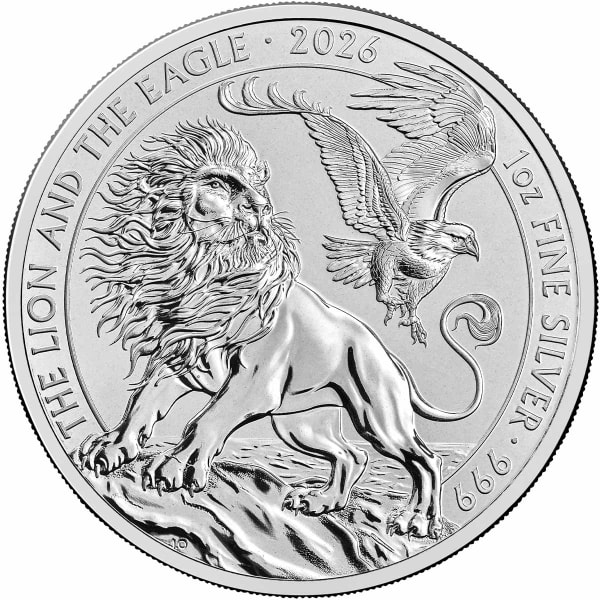 Revese side of the 2026 British Lion and American Eagle 1oz Silver Bullion Coin
