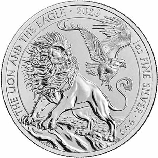 Revese side of the 2026 British Lion and American Eagle 1oz Silver Bullion Coin