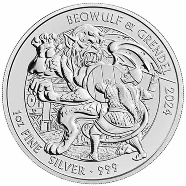 Reverse side of the 2024 Beowulf And Grendel 1oz silver bullion coin