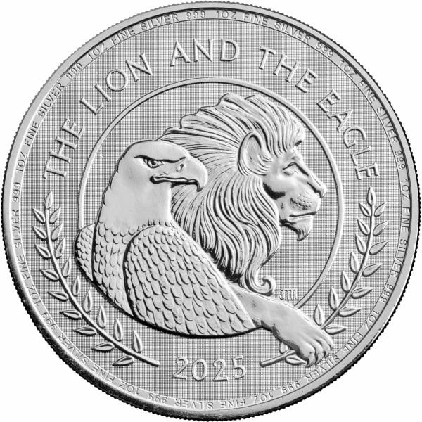 Reverse side of the 2025 Lion & Eagle 1oz silver bullion coin