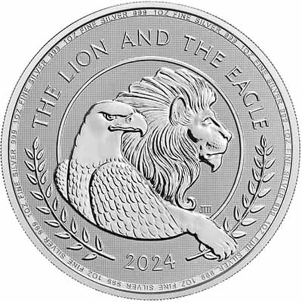 Reverse side of the 2024 Lion & Eagle 1oz Silver bullion coin