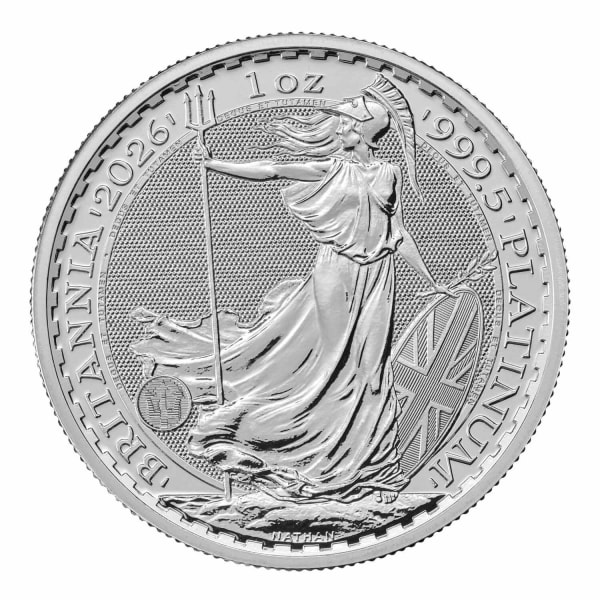 Reverse side of the 2027 one ounce platinum Britannia