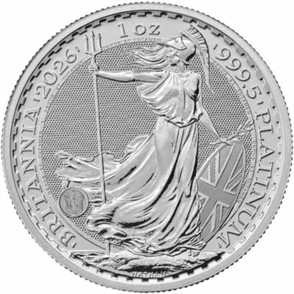 Reverse side of the 2027 one ounce platinum Britannia