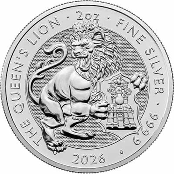 Reverse side of the 2026 Queens Lion 2oz silver bullion coin
