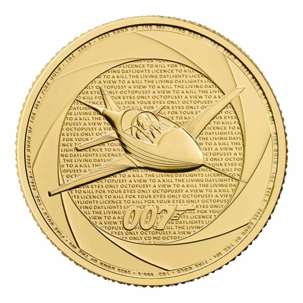 Reverse side of the 2025 Bond of the 1980s 1oz gold coin