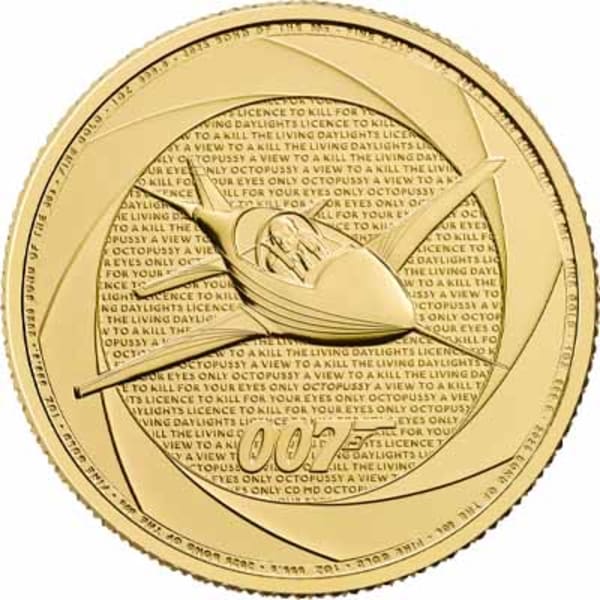 Reverse side of the 2025 Bond of the 1980s 1oz Gold Coin