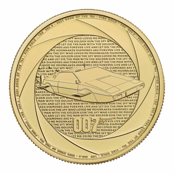 Reverse image of the 2024 Bond of the 1970s 1oz gold coin