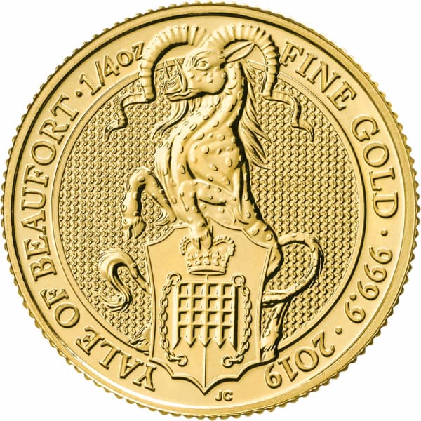 Reverse side of the 2019 Yale of Beaufort quarter ounce gold coin