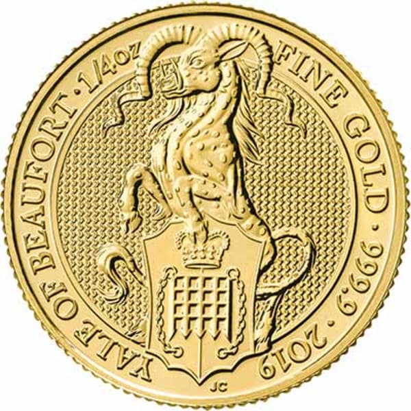 Reverse side of the 2019 Yale of Beaufort quarter ounce gold coin