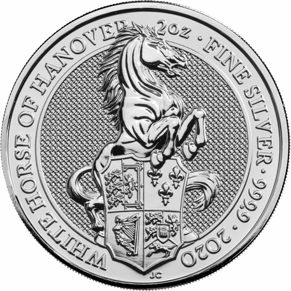 Reverse side of the 2020 White Horse of Hanover 2oz silver coin
