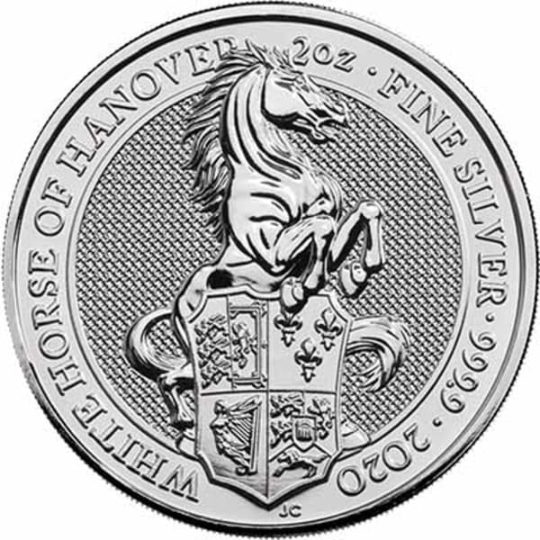 Reverse side of the 2020 White Horse of Hanover 2oz silver coin