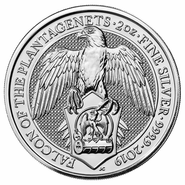 Reverse side of the 2019 Falcon of the Plantagenets 2oz silver coin