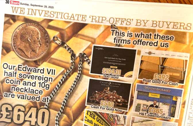The Sun on Sunday conducted a national investigation on high street and postal 'cash for gold' companies